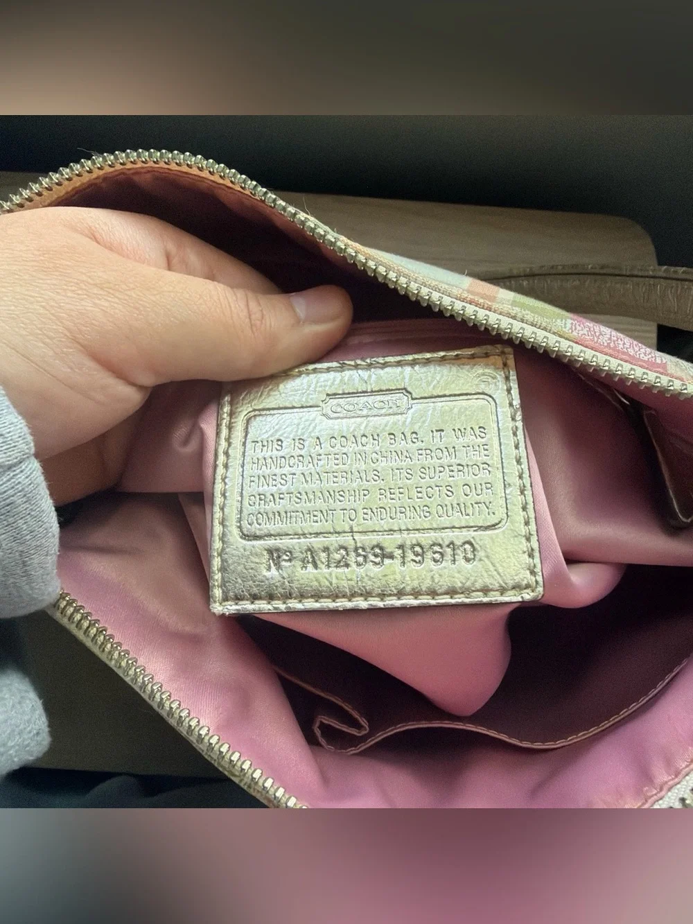 Coach Multicolor Pastel Plaid Shoulder Bag with Metallic Trim